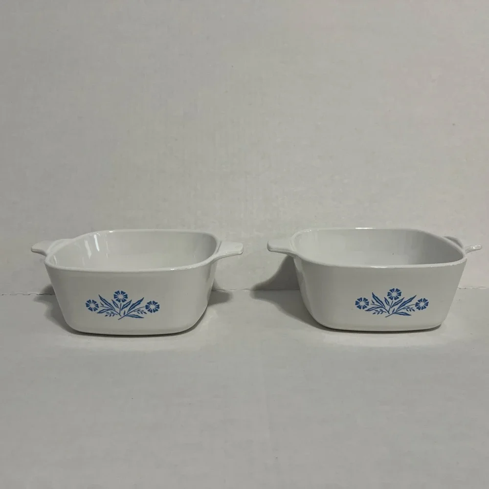 Corning Ware Casserole Dish Petite Blue Cornflower. Set Of Two 2¾ Cups P-43